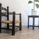 Véritable fauteuil bas style  Dudouyt en chêne, années 40
