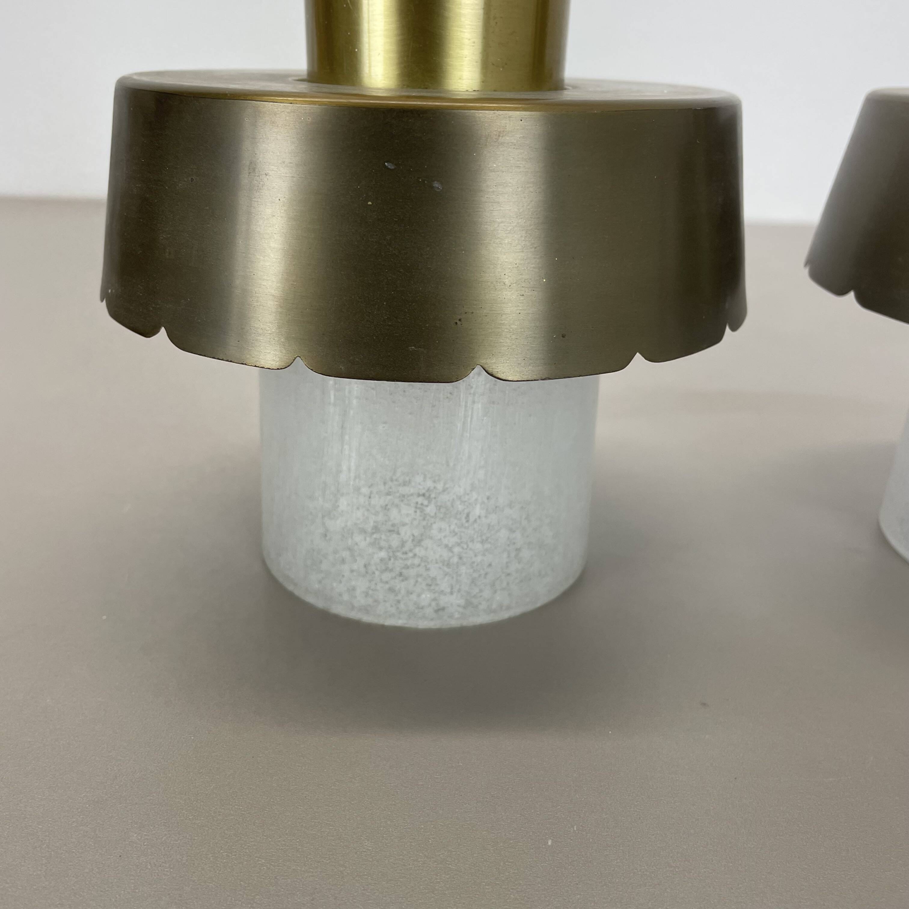 Set of two minimalist Brass and glass "tube" Ceiling Light, Italy 1970s