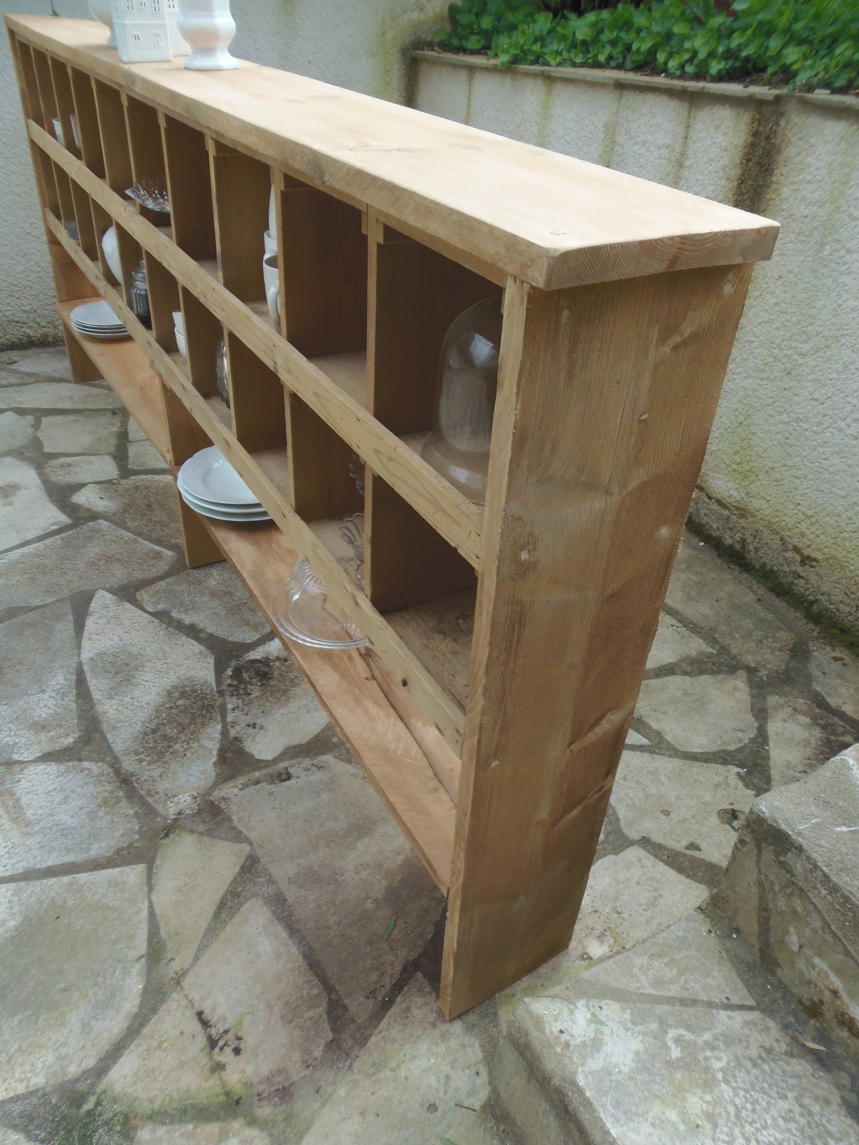 Vintage pitch pine craft furniture, 20 lockers, 2 mobile shelves