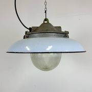 Industrial Blue Enamel Factory Pendant Lamp in Cast Iron from Zaos, 1960s
