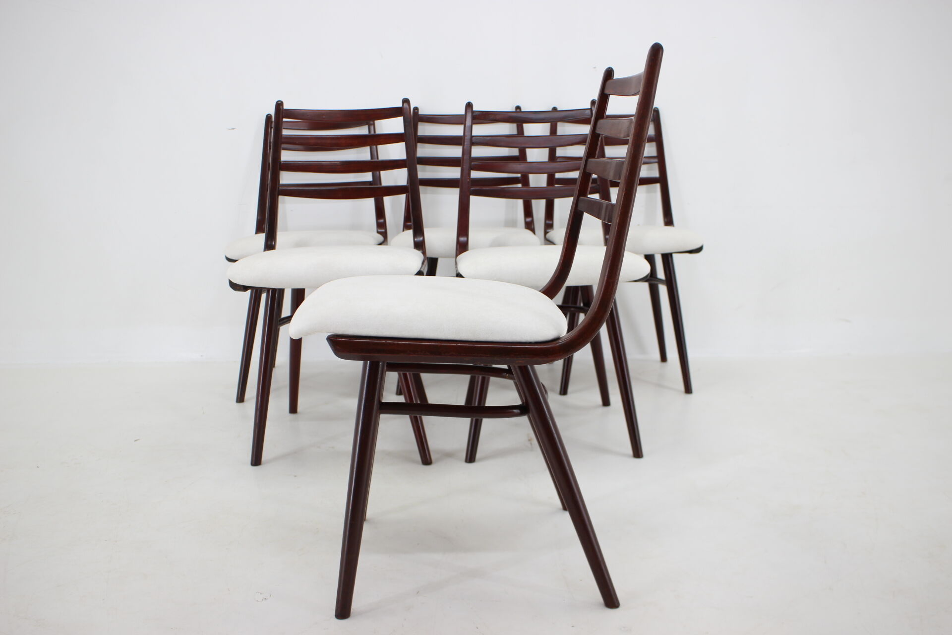 1970s Set of 6 Beech "Boomerang" dining chair ,Czechoslovakia