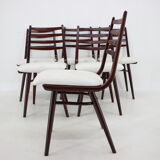 1970s Set of 6 Beech "Boomerang" dining chair ,Czechoslovakia