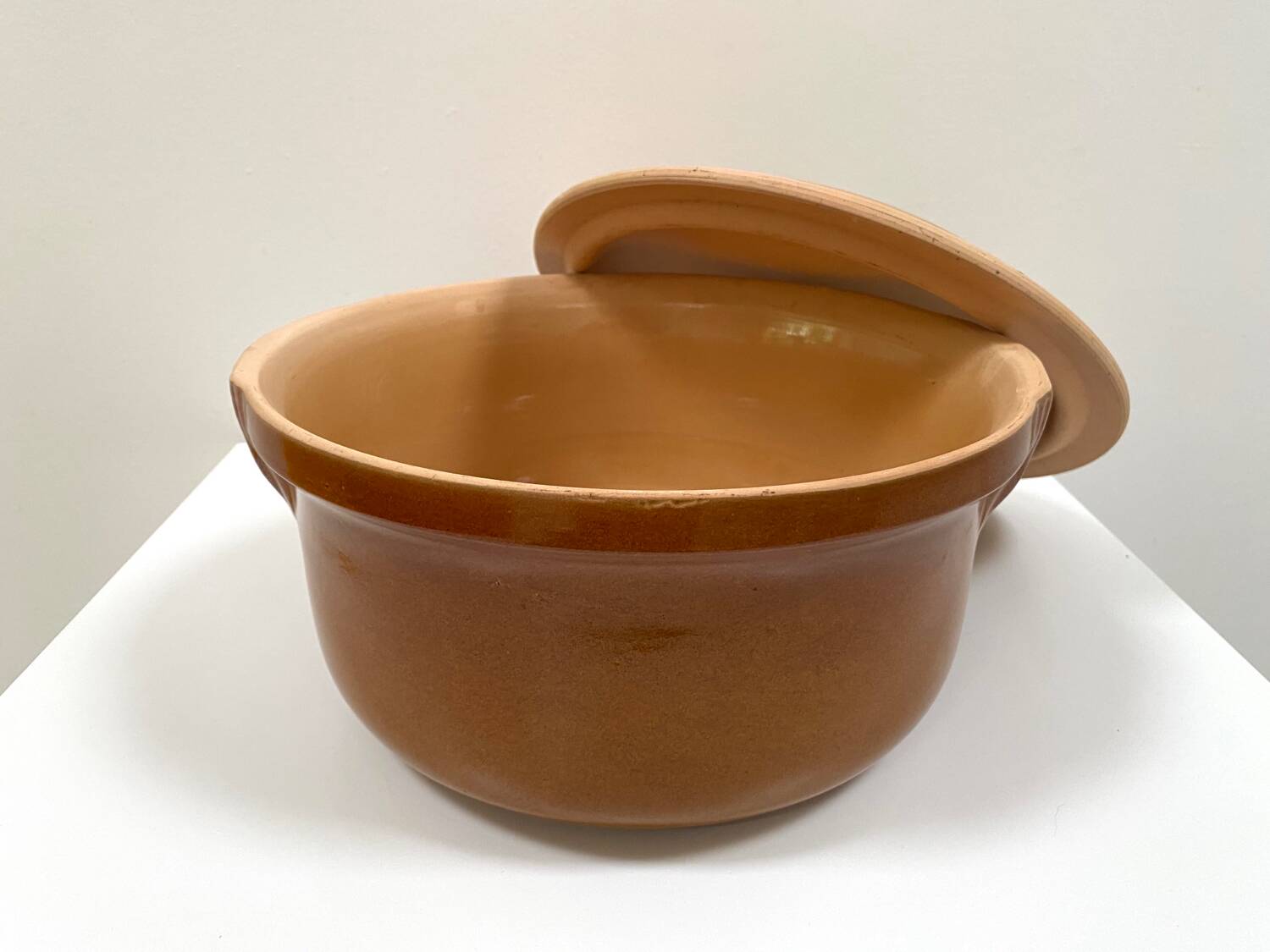 Large glazed terracotta cassoulet dish
