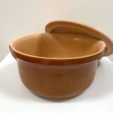 Grand plat à cassoulet en terre cuite vernissée