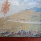 oil on canvas painting dated mountain landscape signed