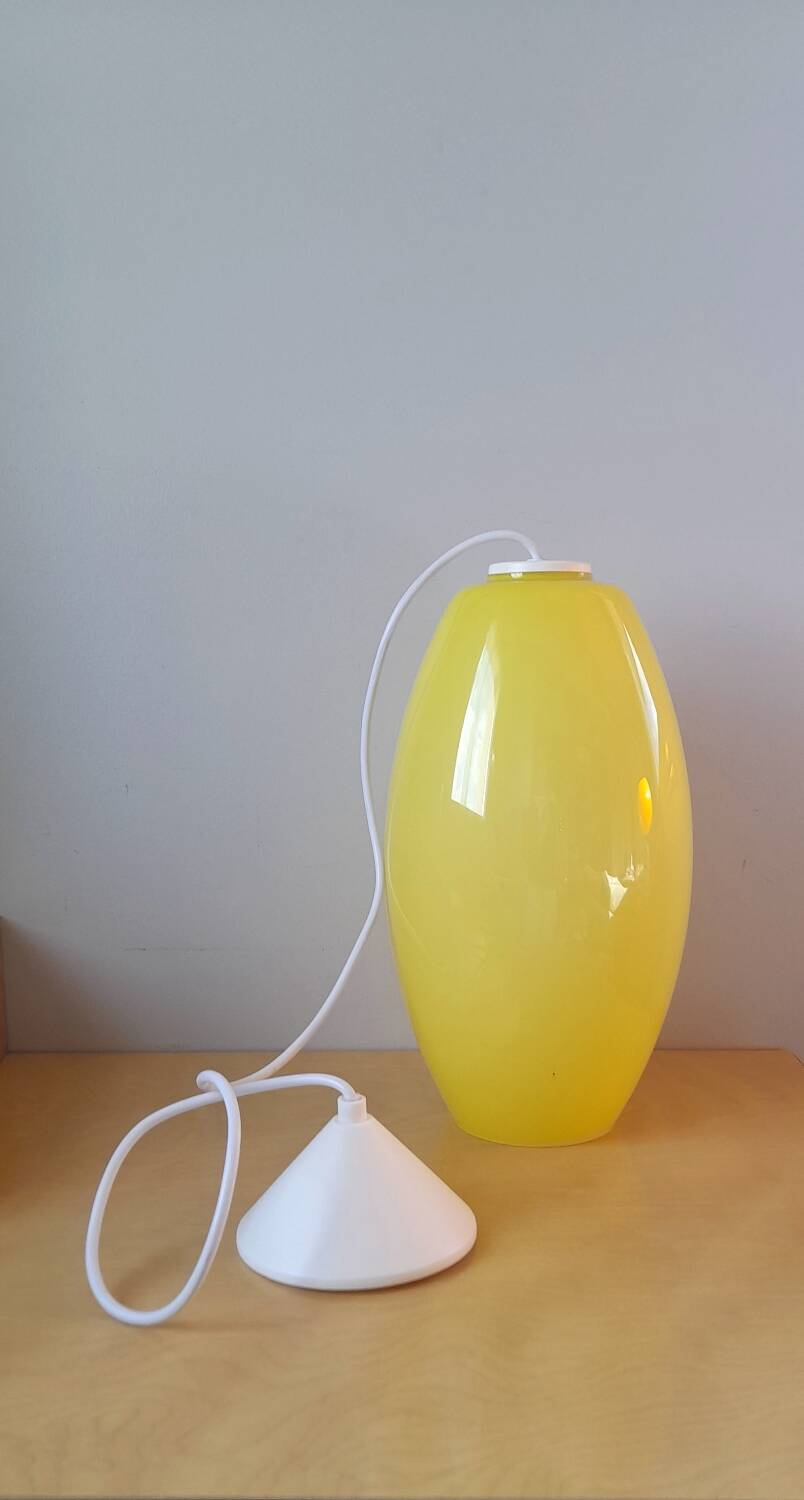 70s lemon yellow glass pendant light