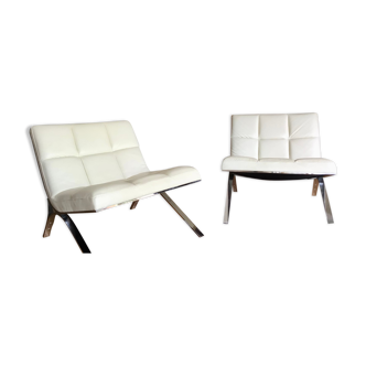 Paire de fauteuils Skool Roche Bobois cuir