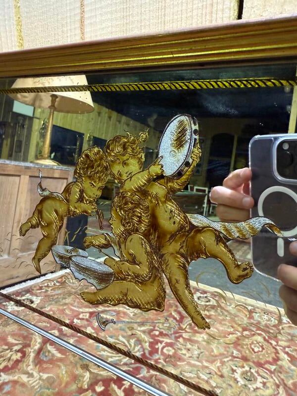 Miroir de Bistro - Brasserie en verre églomisé style Art Nouveau