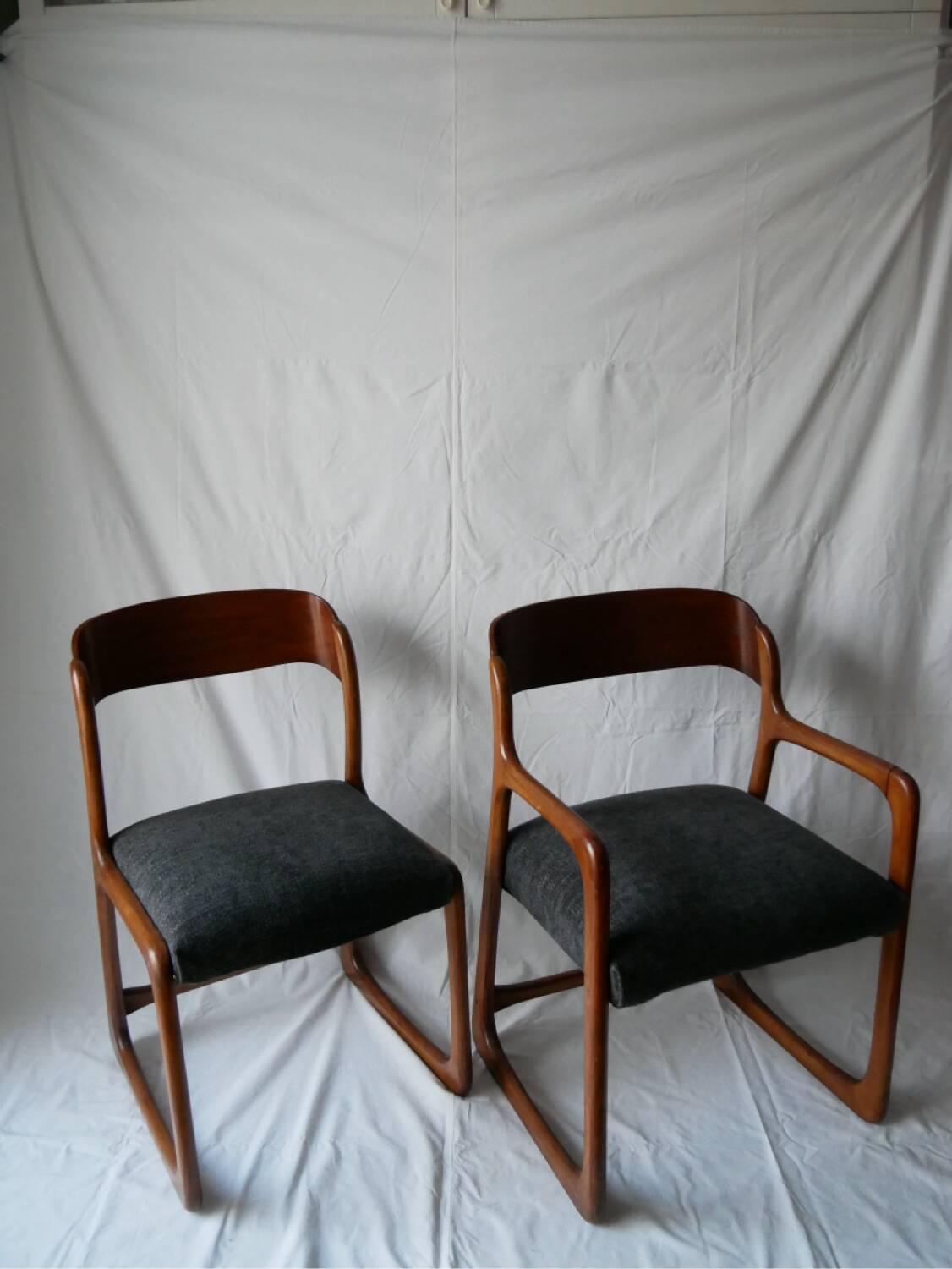 Armchair and sleigh chair by Baumann