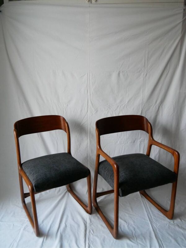 Fateuil et chaise traîneau par Baumann