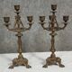 Pair of antique candelabra in patinated bronze spelter