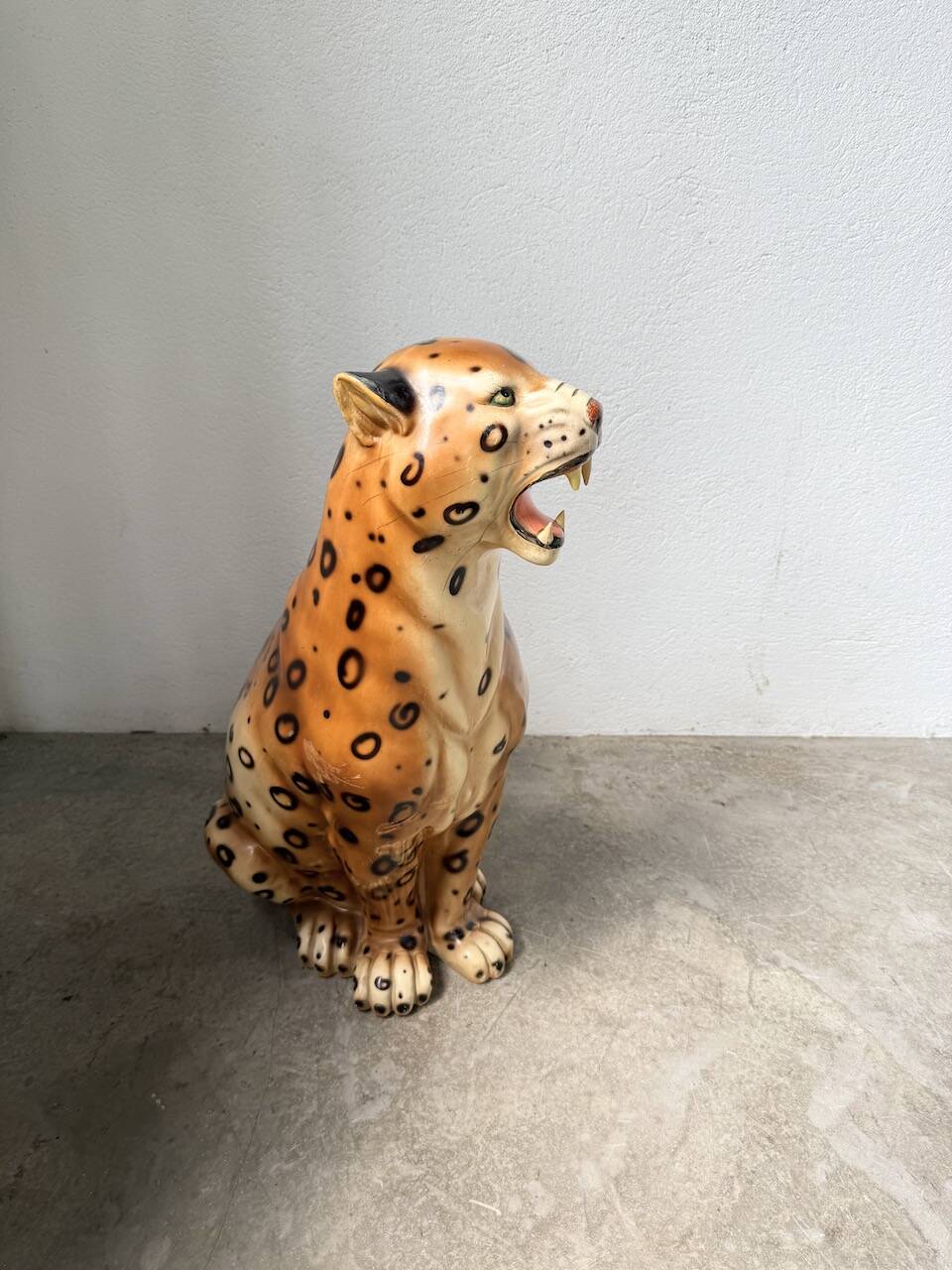 XL Italian ceramic leopard sculpture statue 1970