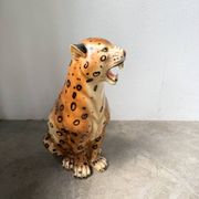 XL Italian ceramic leopard sculpture statue 1970