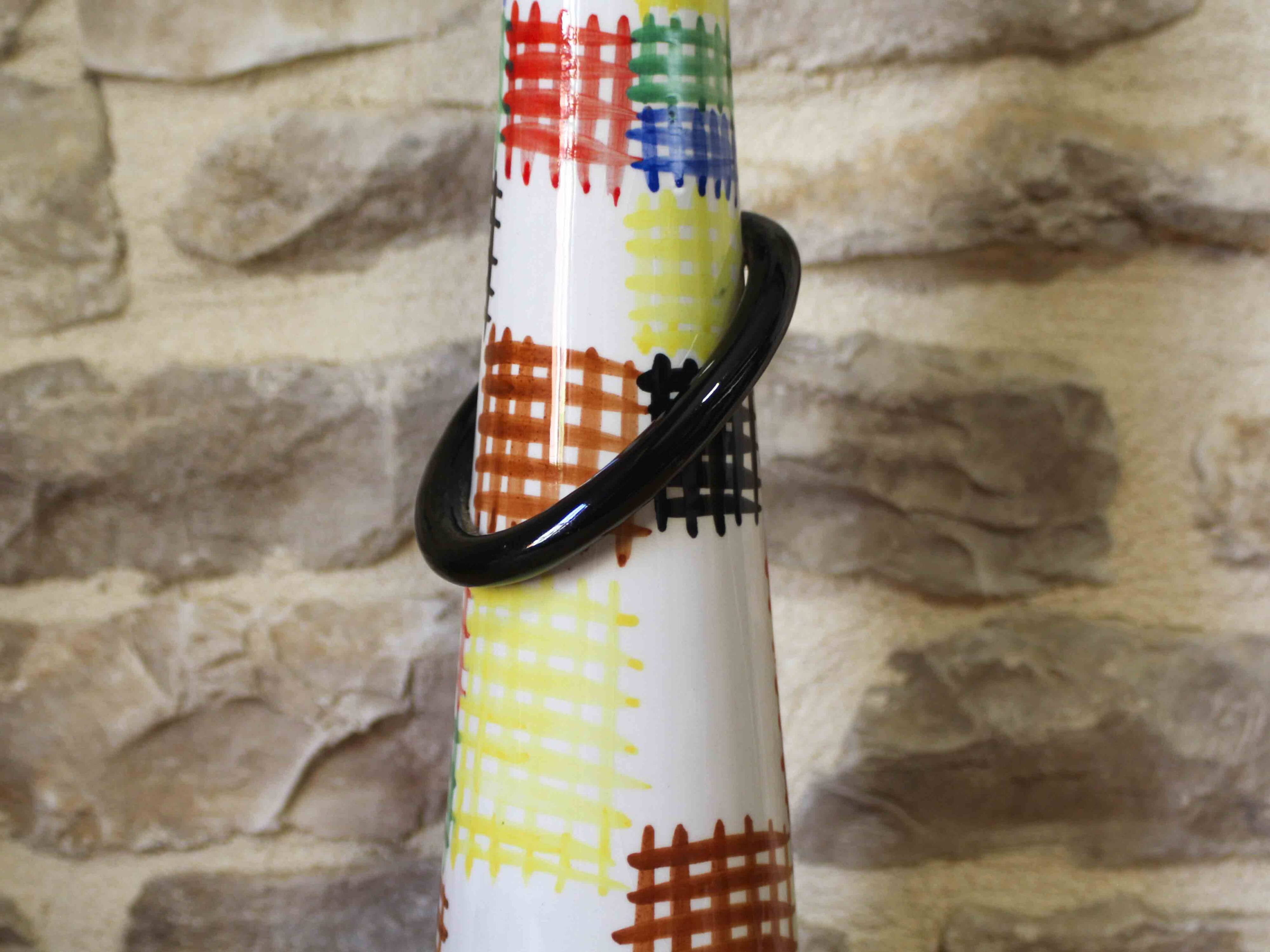 Grand vase bouteille en faience par la fabrique Coronetti pour J. Duval