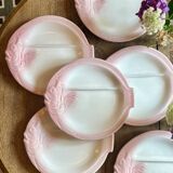 Set of 6 vintage plates in the shape of pink and gray fish - Nidervillier