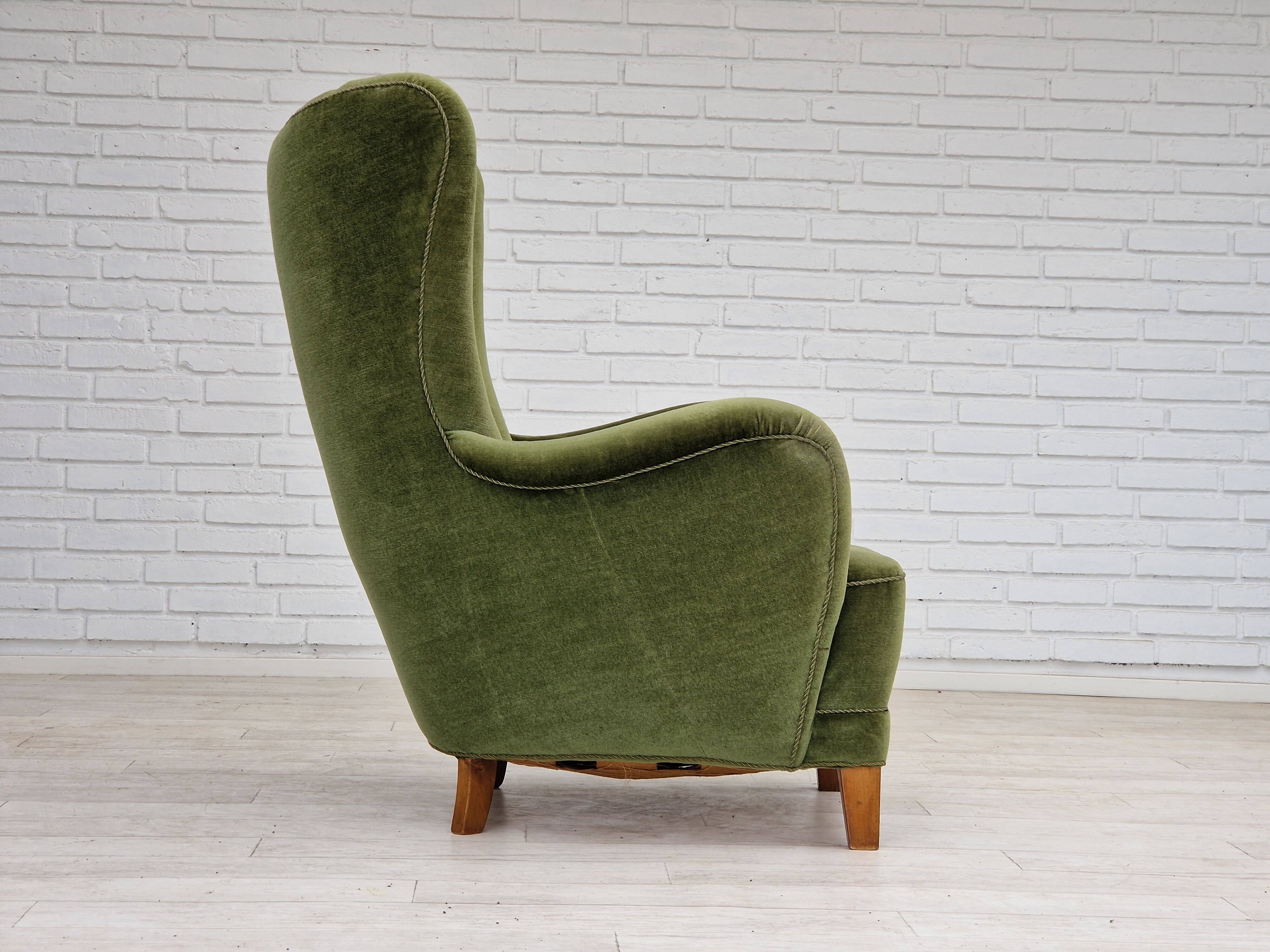1960s, danish design, velour relax chair with footstool, original condition.