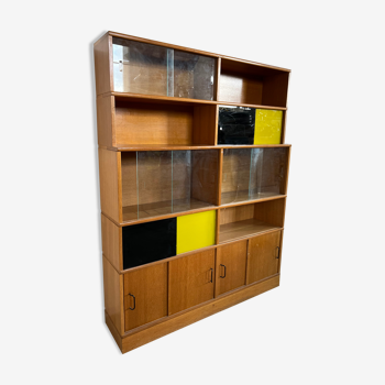 Meuble bibliothèque modulable Oscar création Raclem design des annes 60 en bois