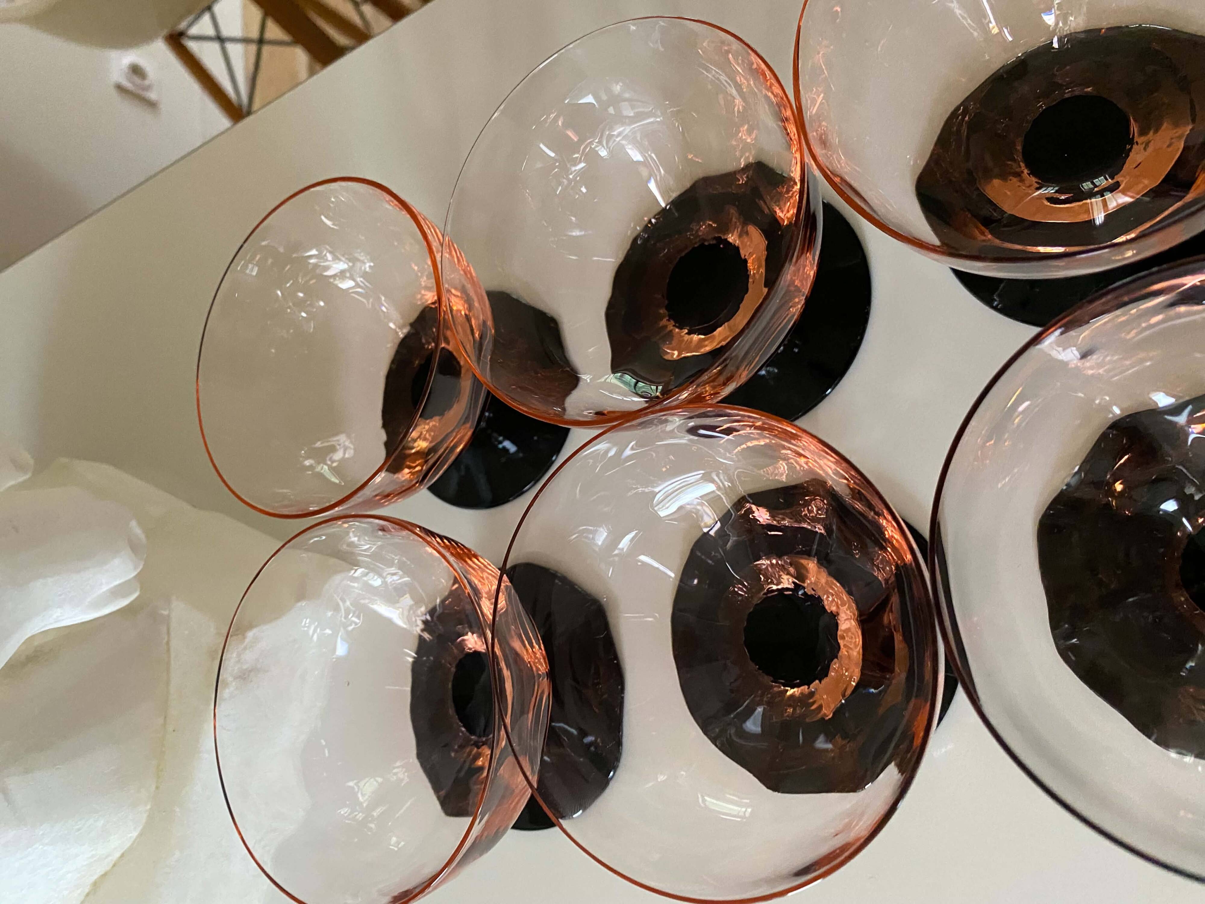 7 vintage Art Deco champagne or dessert coupes