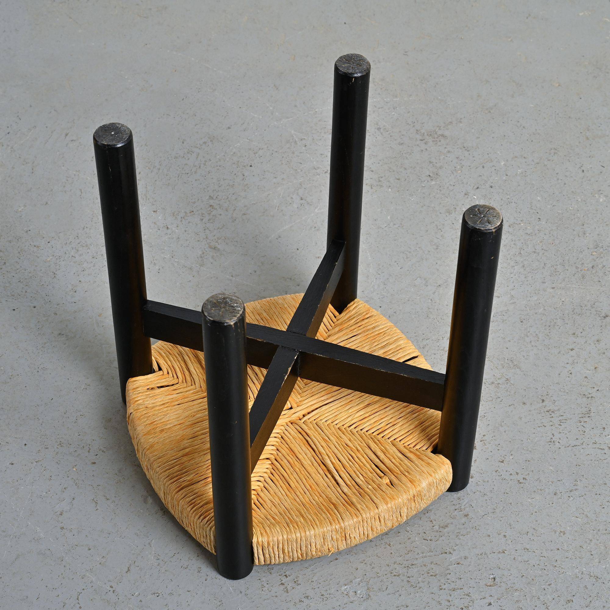 Méribel stool in black ash, Charlotte Perriand, 1950
