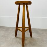 Brutalist bar stool in tripod elm