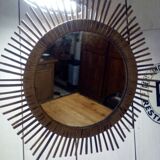 Vintage rattan sun mirror 60s