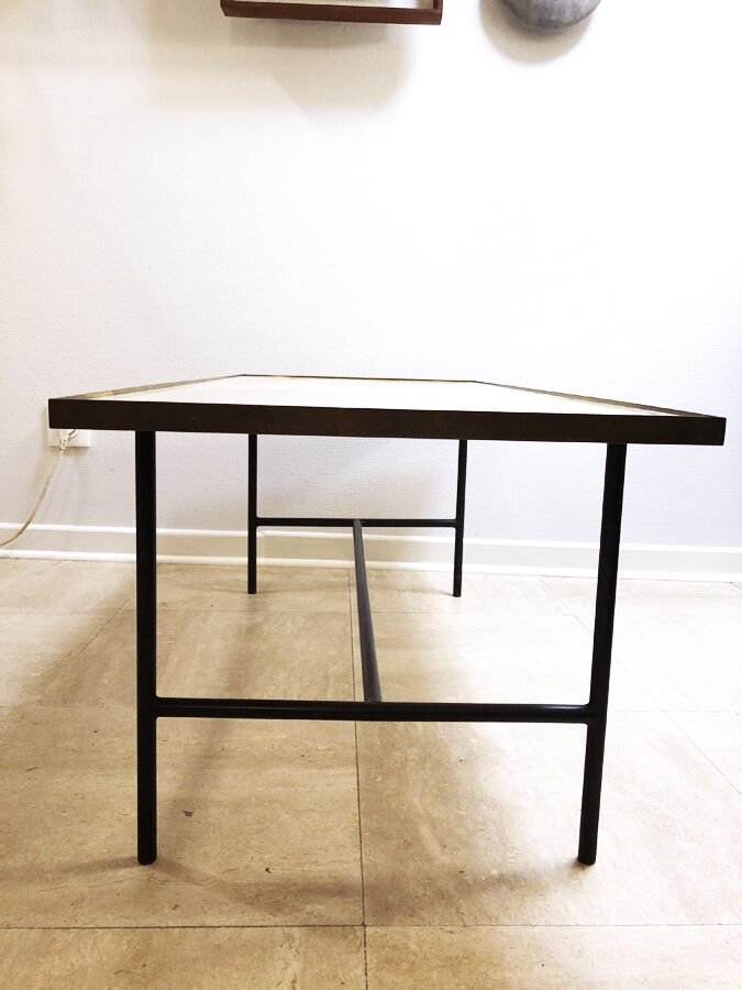 Modernist glass and brass coffee table, 1960