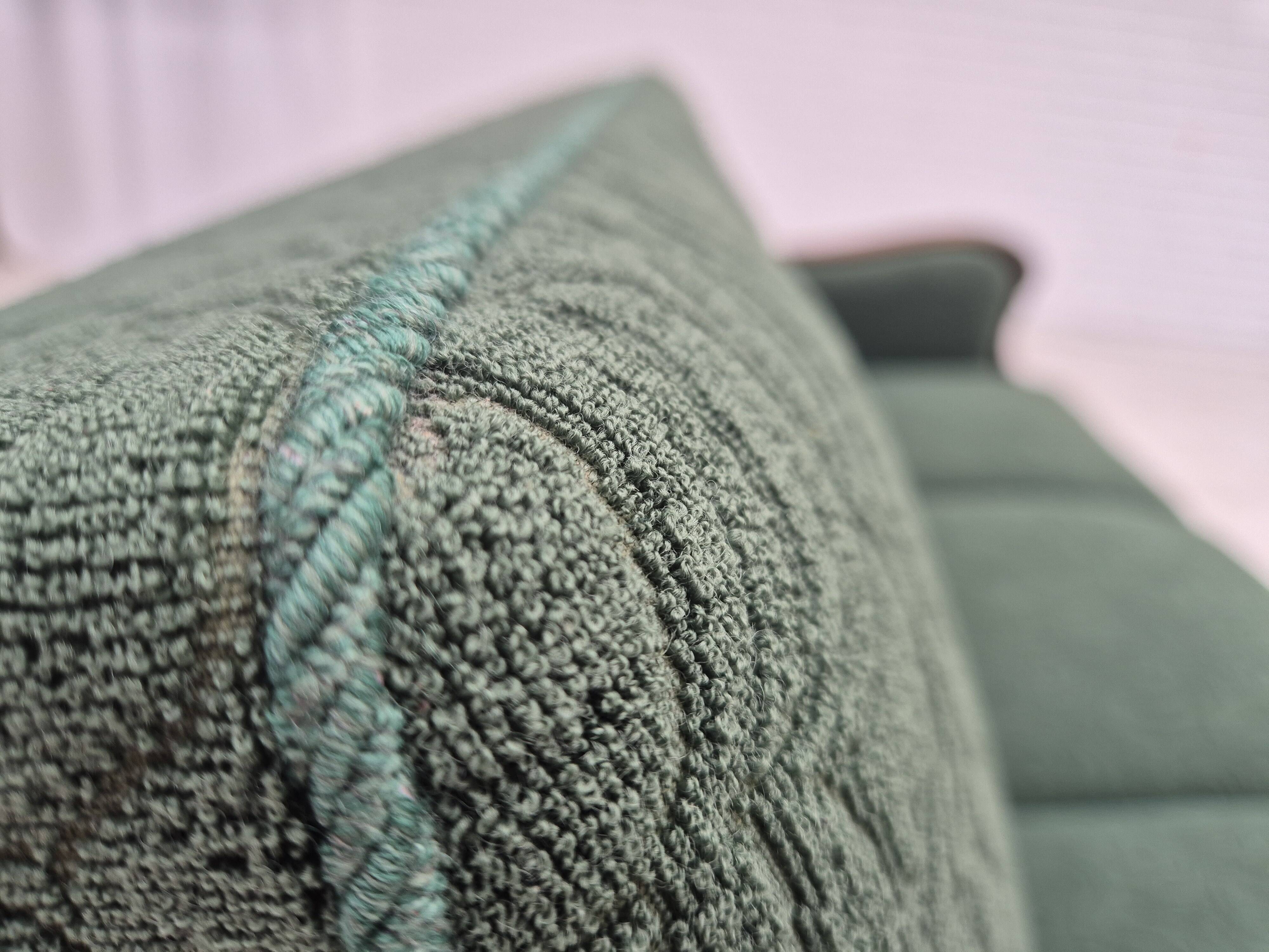 1950s, 3-seater sofa, green furniture blend wool, beech wood.