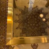 Gold square coffee table and smoked glass