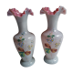 2 vases in pink opaline