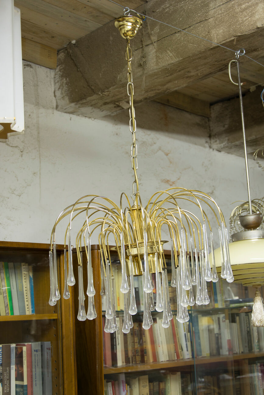 Chandelier vintage Murano glass Teardrop of Paolo Venini 1970 s