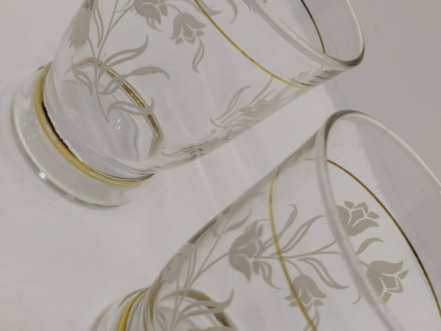 Vintage glasses with rose pattern