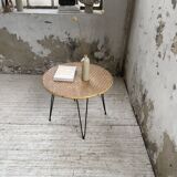 Wicker and metal coffee table from the 1950s