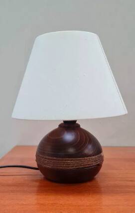 Lampe boule en bois et corde