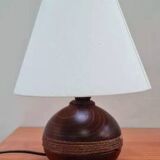 Wooden and rope ball lamp