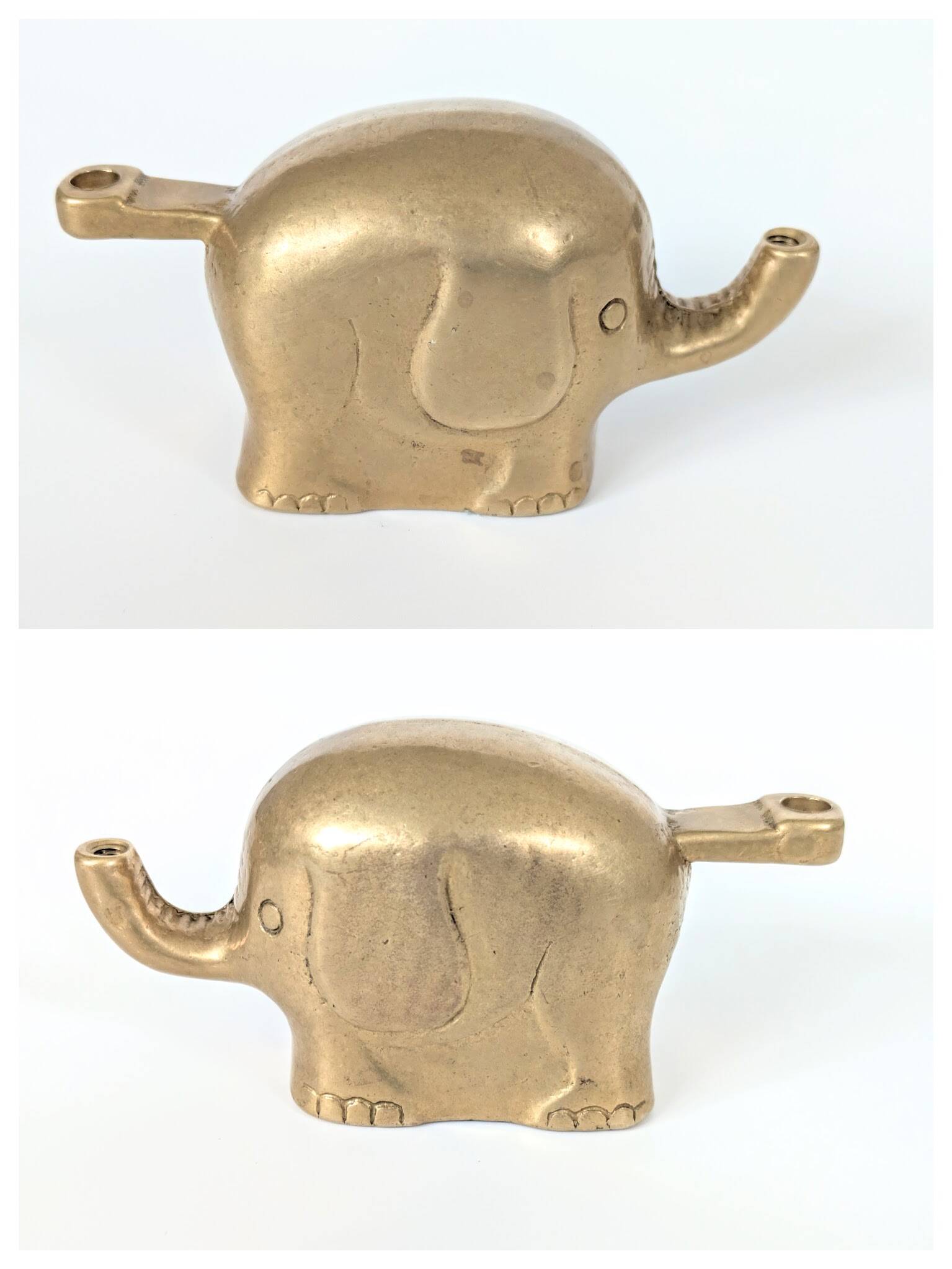 Trio de bougeoirs défilé d'éléphants | Laiton | Années 1960