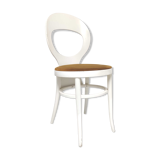 Baumann bistrot mouette chair in white wood and yellow velvet