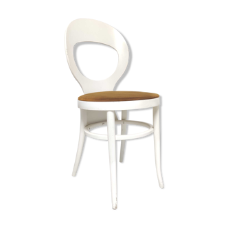 Baumann bistrot mouette chair in white wood and yellow velvet
