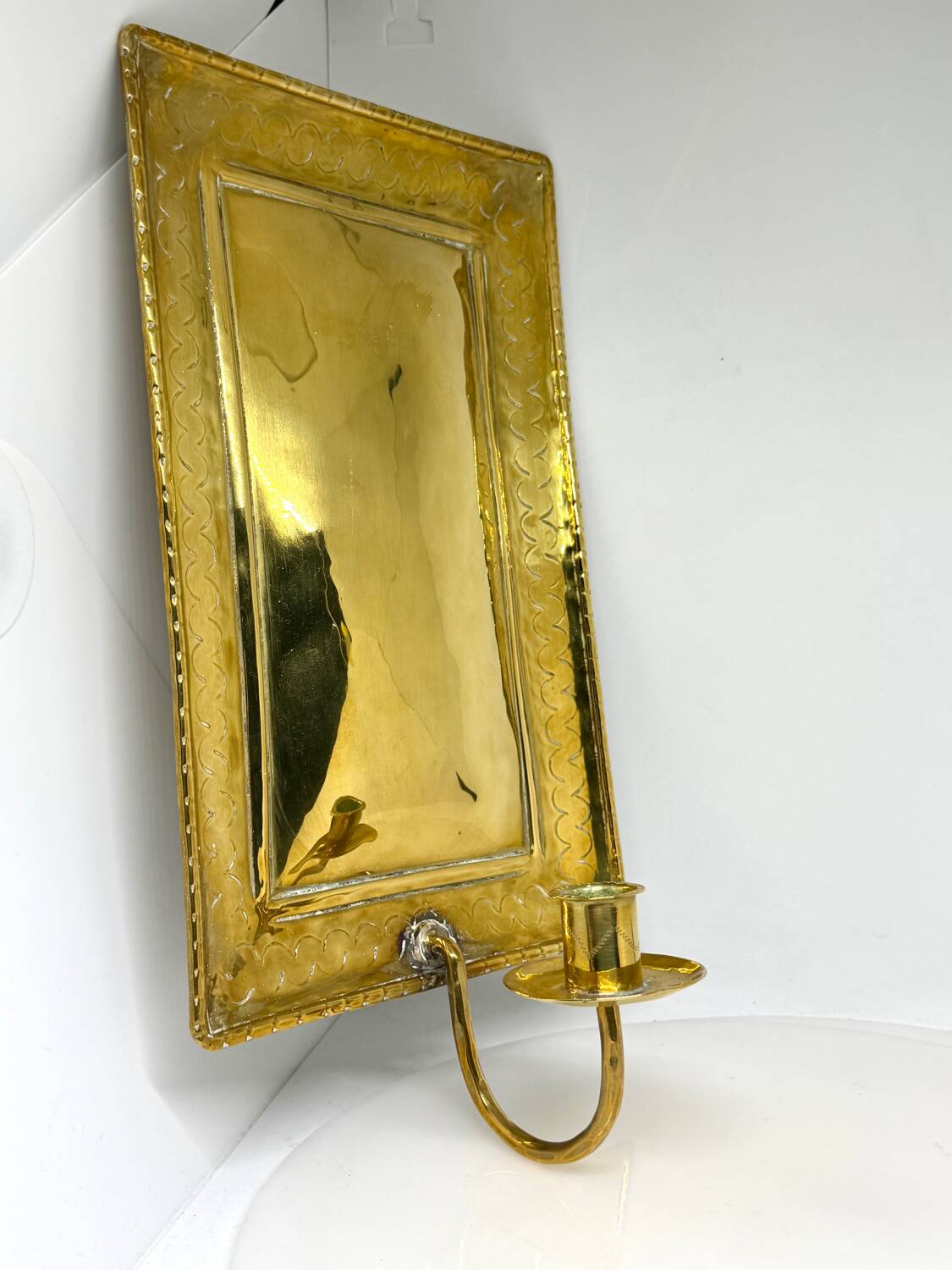 Large ScandiSca Vintage Brass Wall Candle holder  Sconce  height 34 cm
