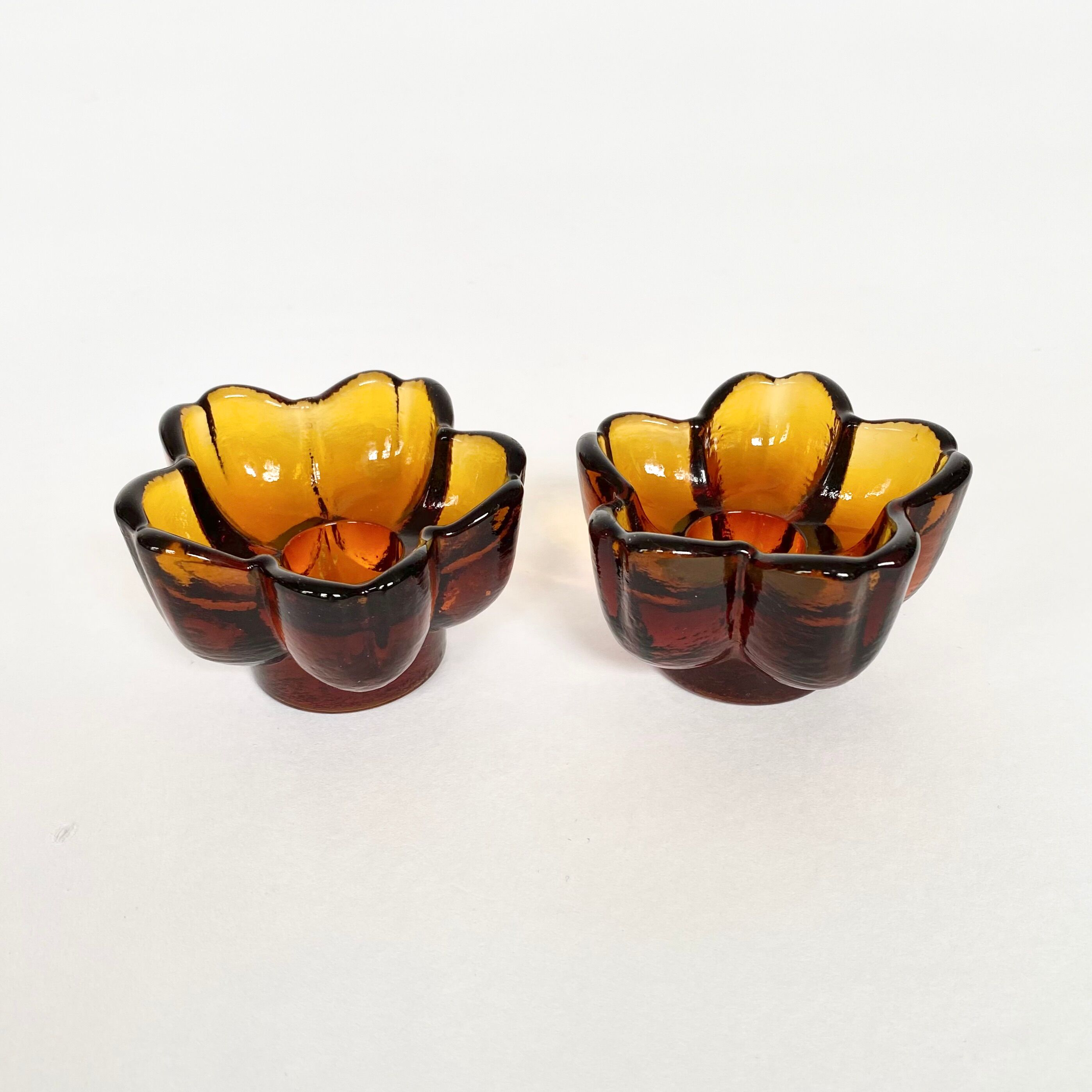 Vintage glass candlesticks from the 70s