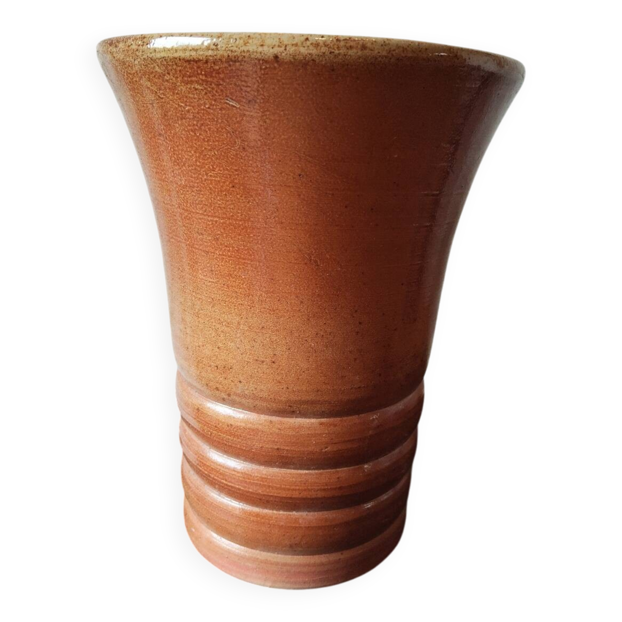 Vase en grès émaillé brun – fabrication française – XXᵉ siècle
