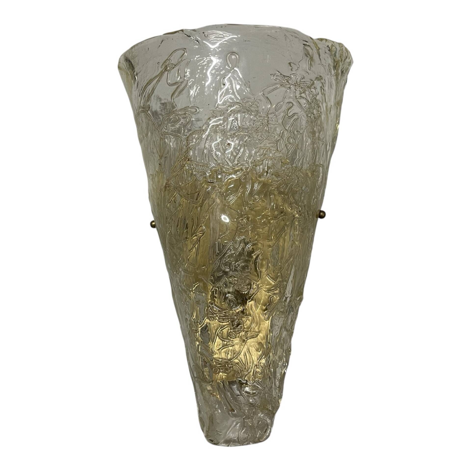 Large Single a Murano Glass Ice Sconce