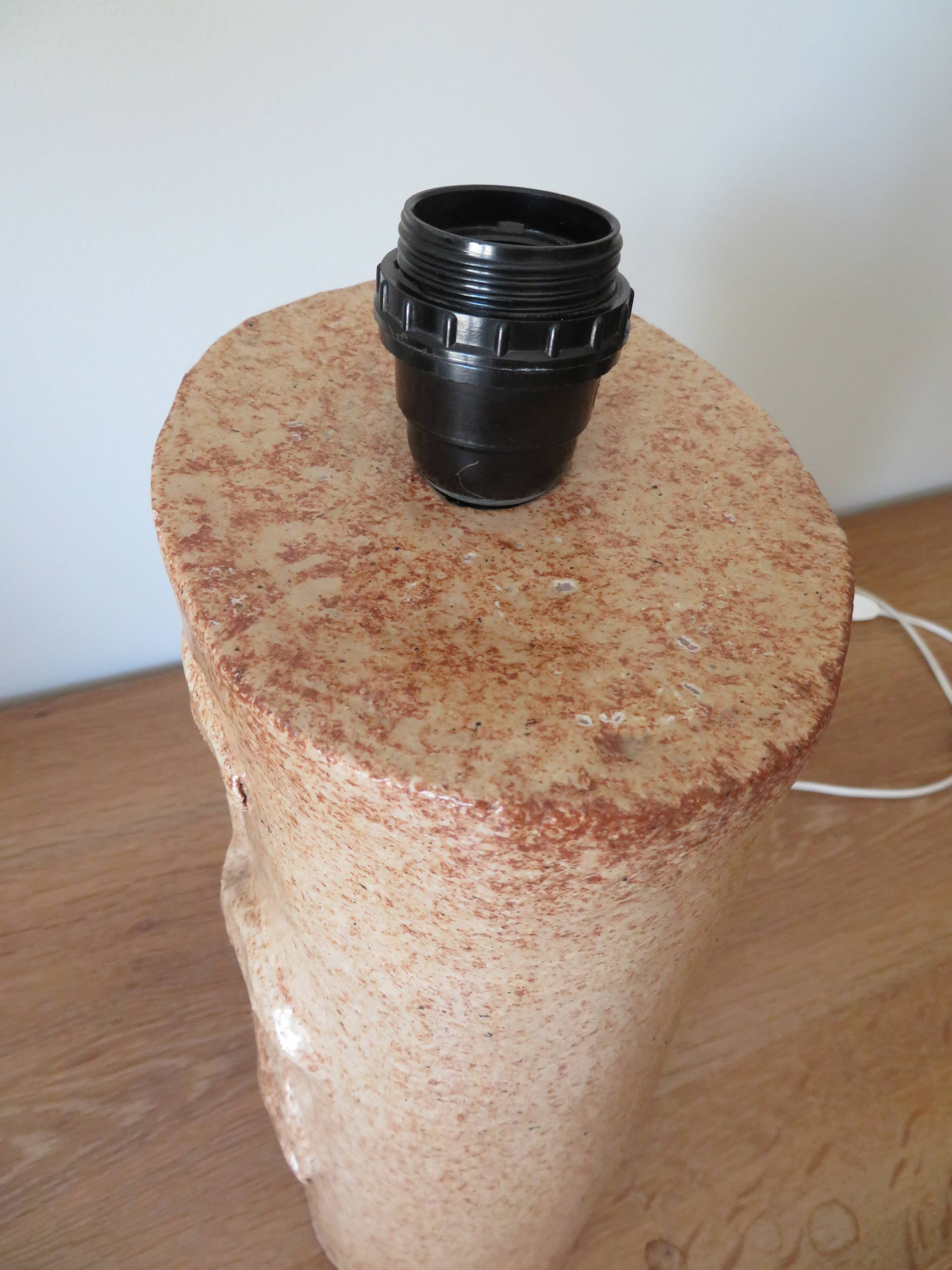 Large vintage glazed terracotta lamp base