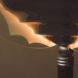 Art Deco floor lamp in oak, metal and glass, circa 1930