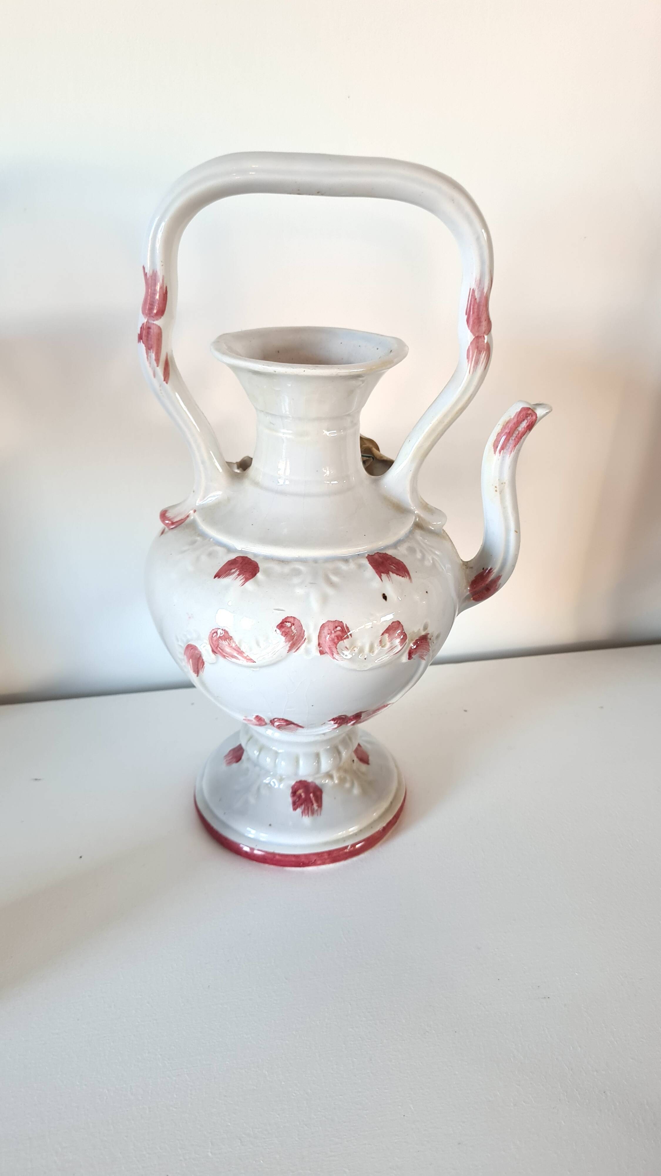 Capodimonte porcelain jug – Italy 20th century – floral decoration