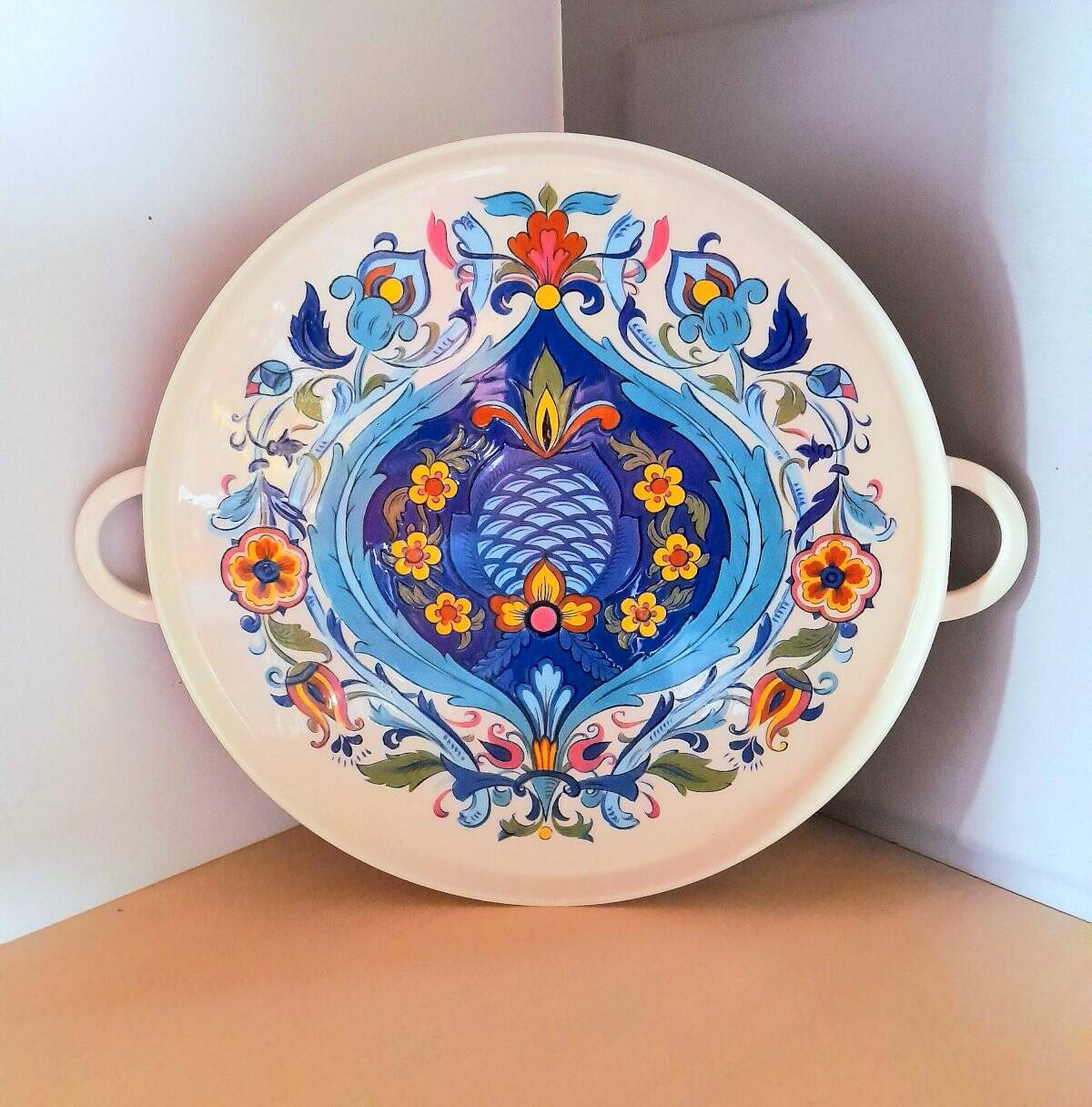 Plateau Izmir by Villeroy and Boch 70s blue porcelain