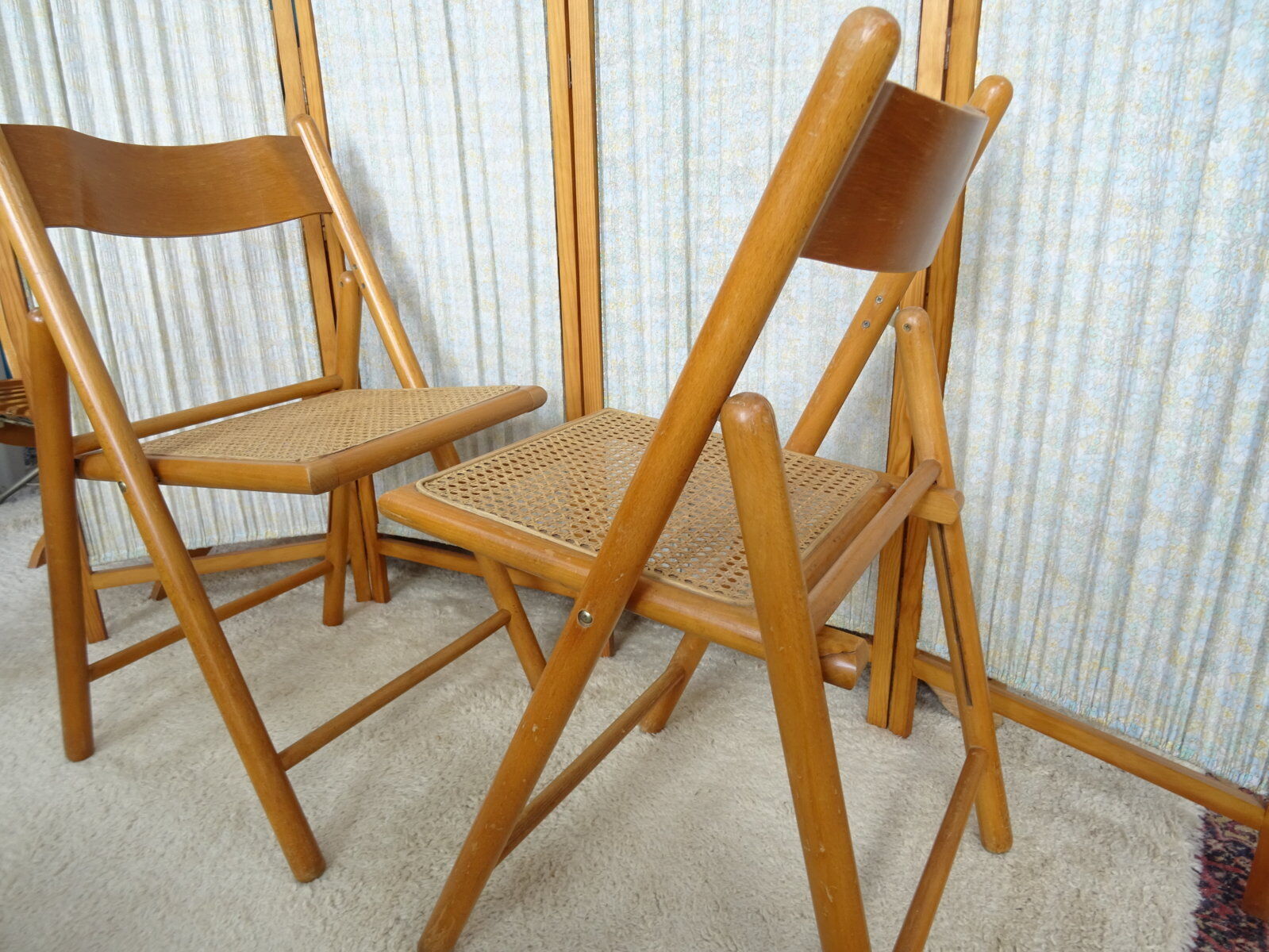 Pair of canned folding chairs