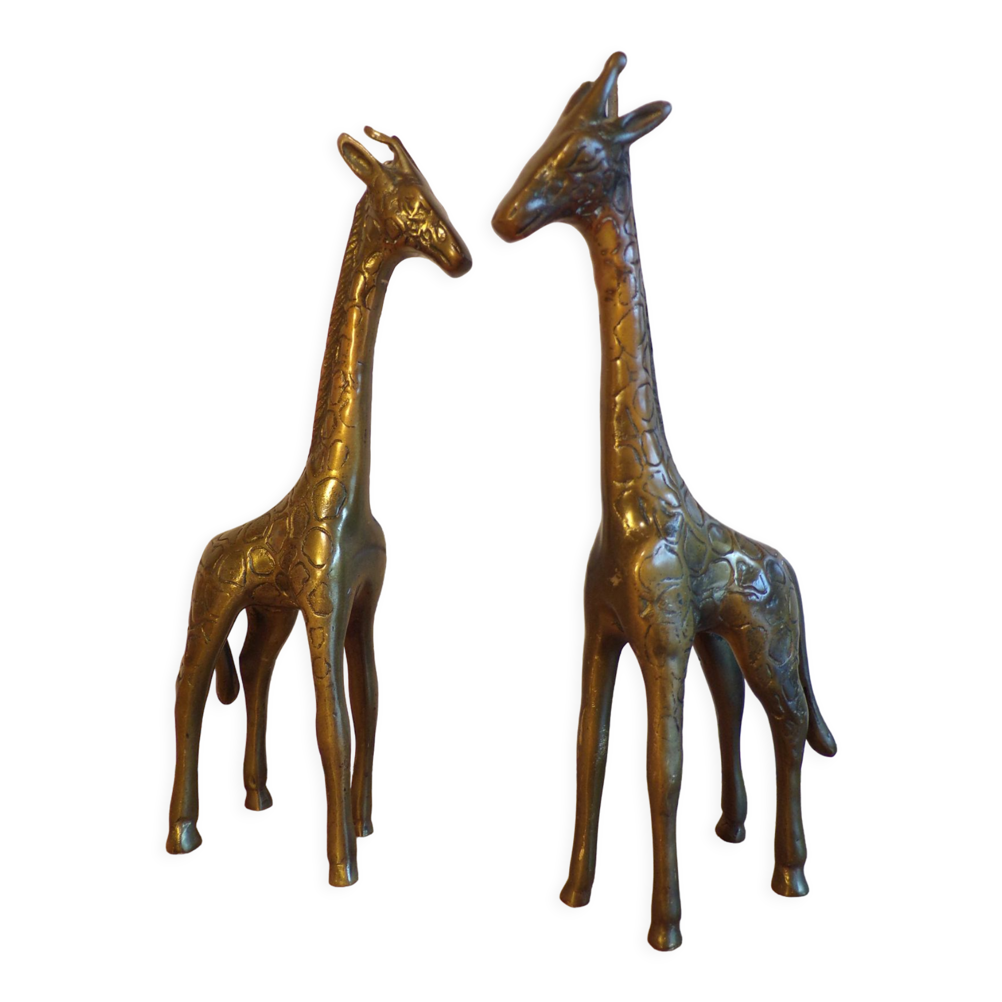Pair of brass giraffes