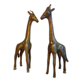 Paire de girafes en laiton