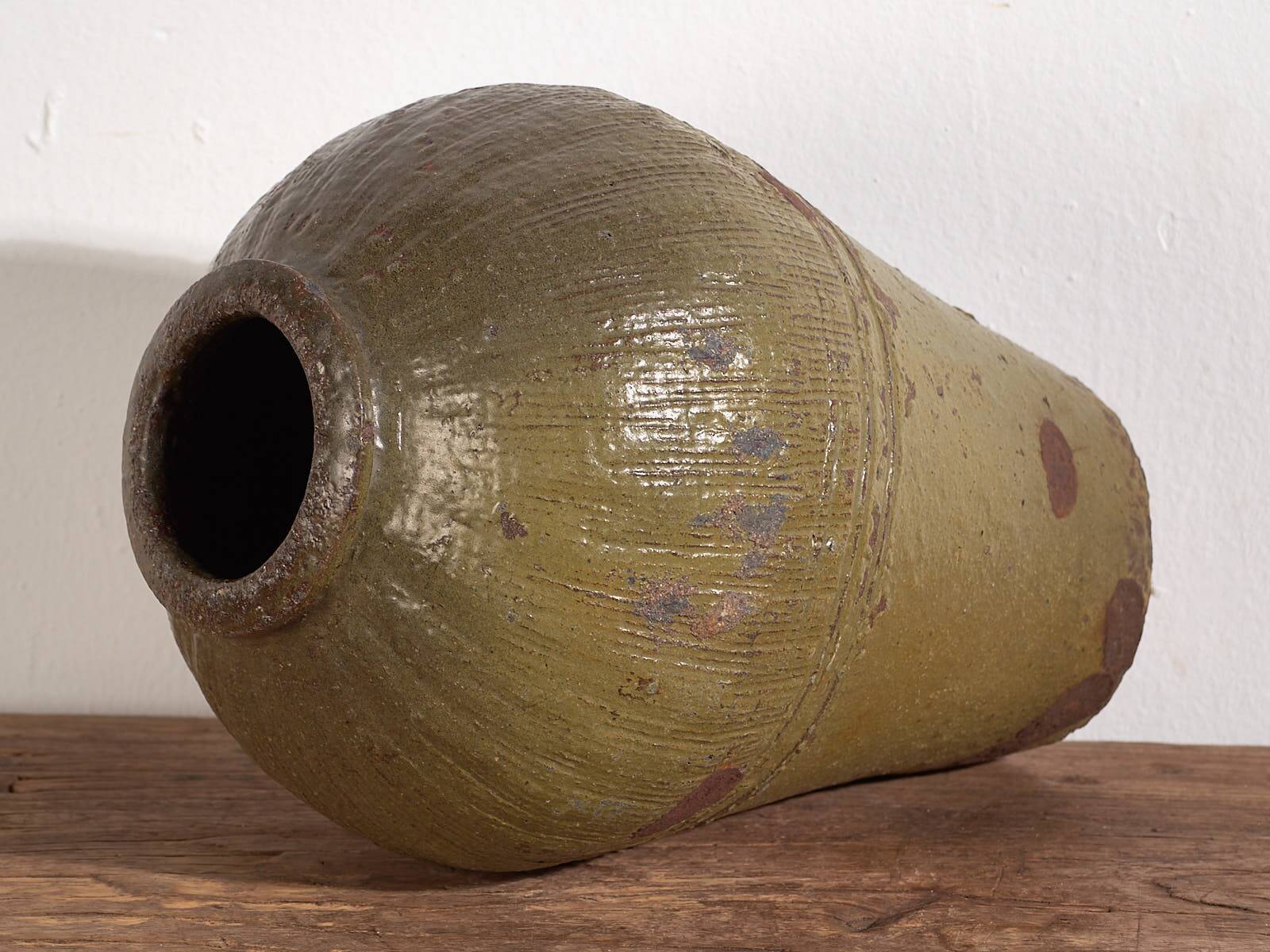 Antique Chinese Green Ceramic Vase (c.1900) #1