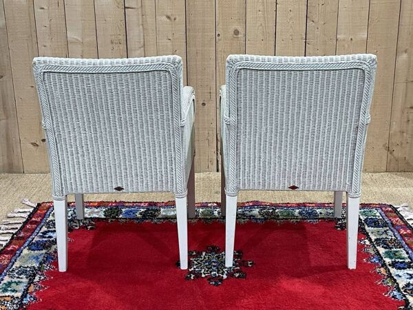 Paire de fauteuils lloyd loom par vincent sheppard - travail des années 2000
